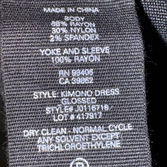 NWT Theory Kimono Illusion Fitted Dress in Black Glossed Women Size Small S LBD - Picture 16 of 16